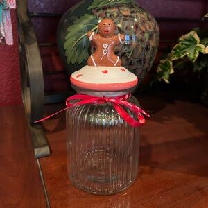 NWOT Gingerbread Man Cookie Jar with Red Ribbon